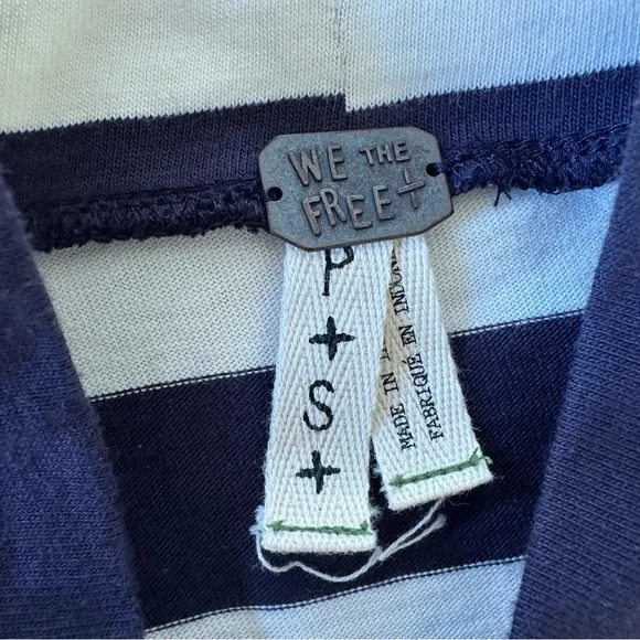 We The Free People Striped Peplum Mock Neck Tunic Top Size Small French Sailor - Picture 12 of 15